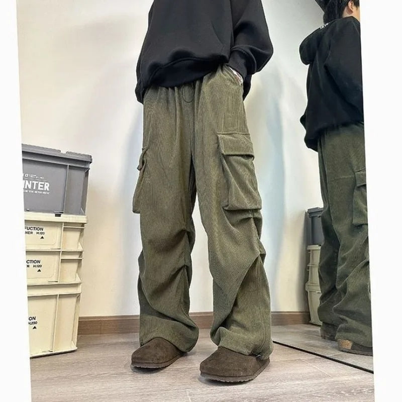 Alina - Spodnie cargo z korduroy w stylu Harajuku