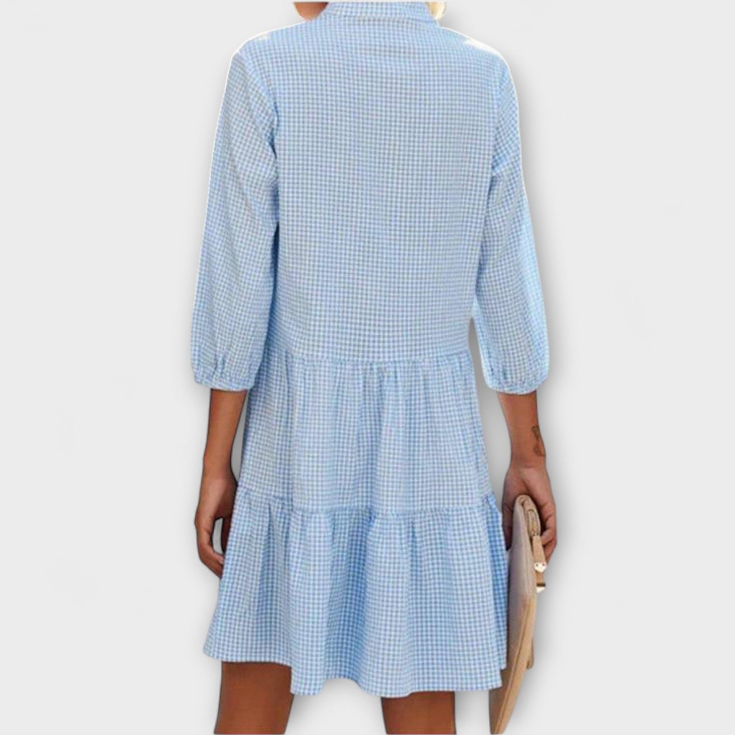 Emilia - Kraciasta sukienka z dekoltem w serek