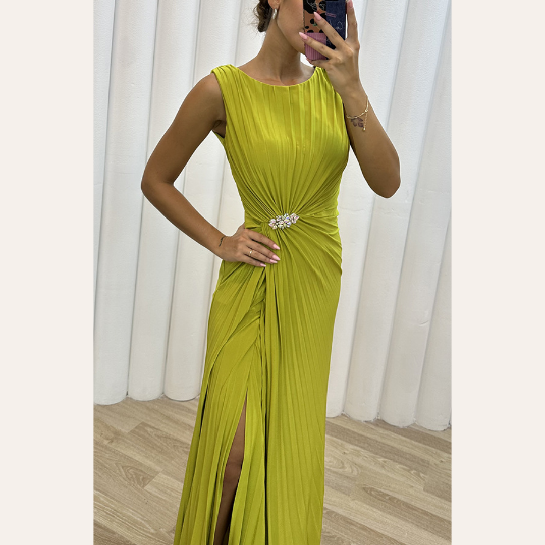 Amelia | Maxi Sukienka Wieczorowa z Falbanami – wspaniały Styl