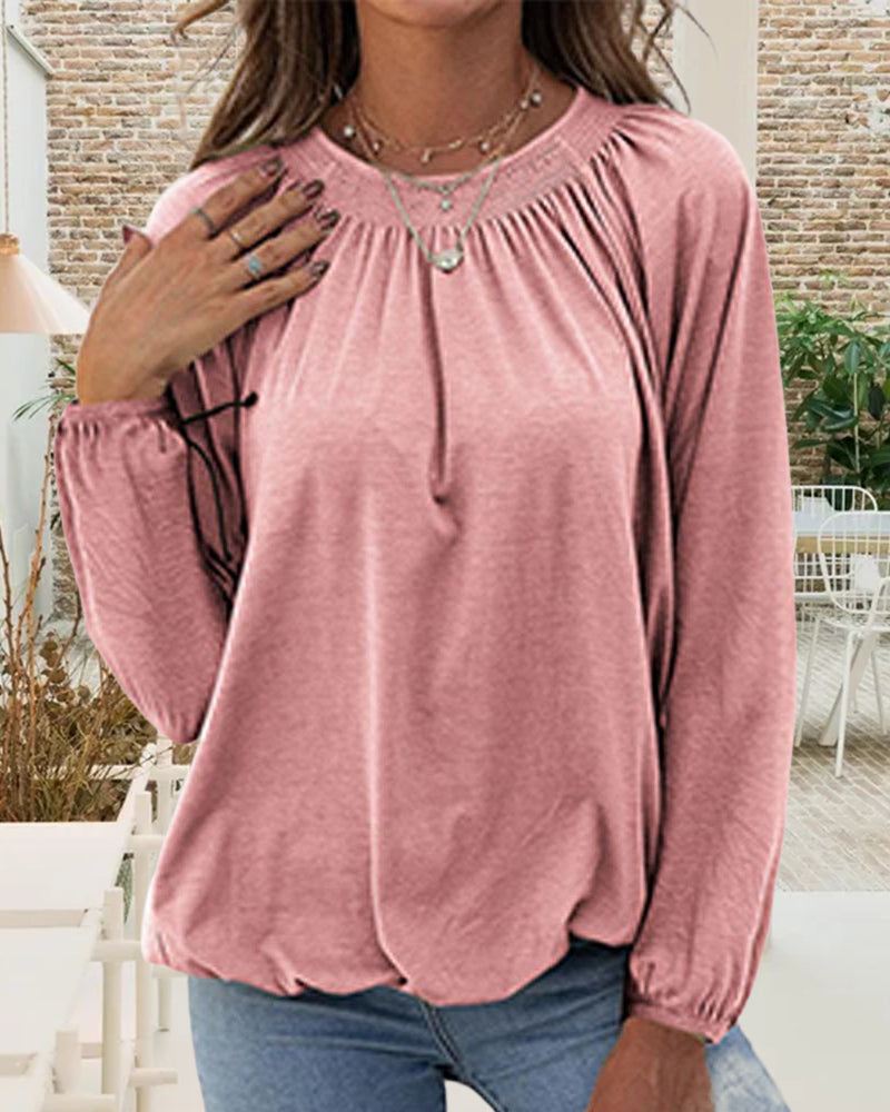 Luźna bluzka z okrągłym dekoltem