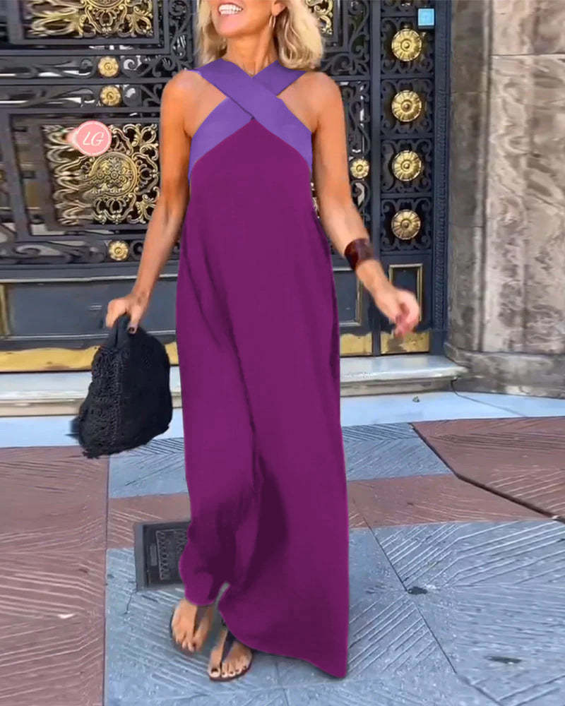 Sukienka Melina Cross Halter Neck Bez Rękawów Ze Szwem