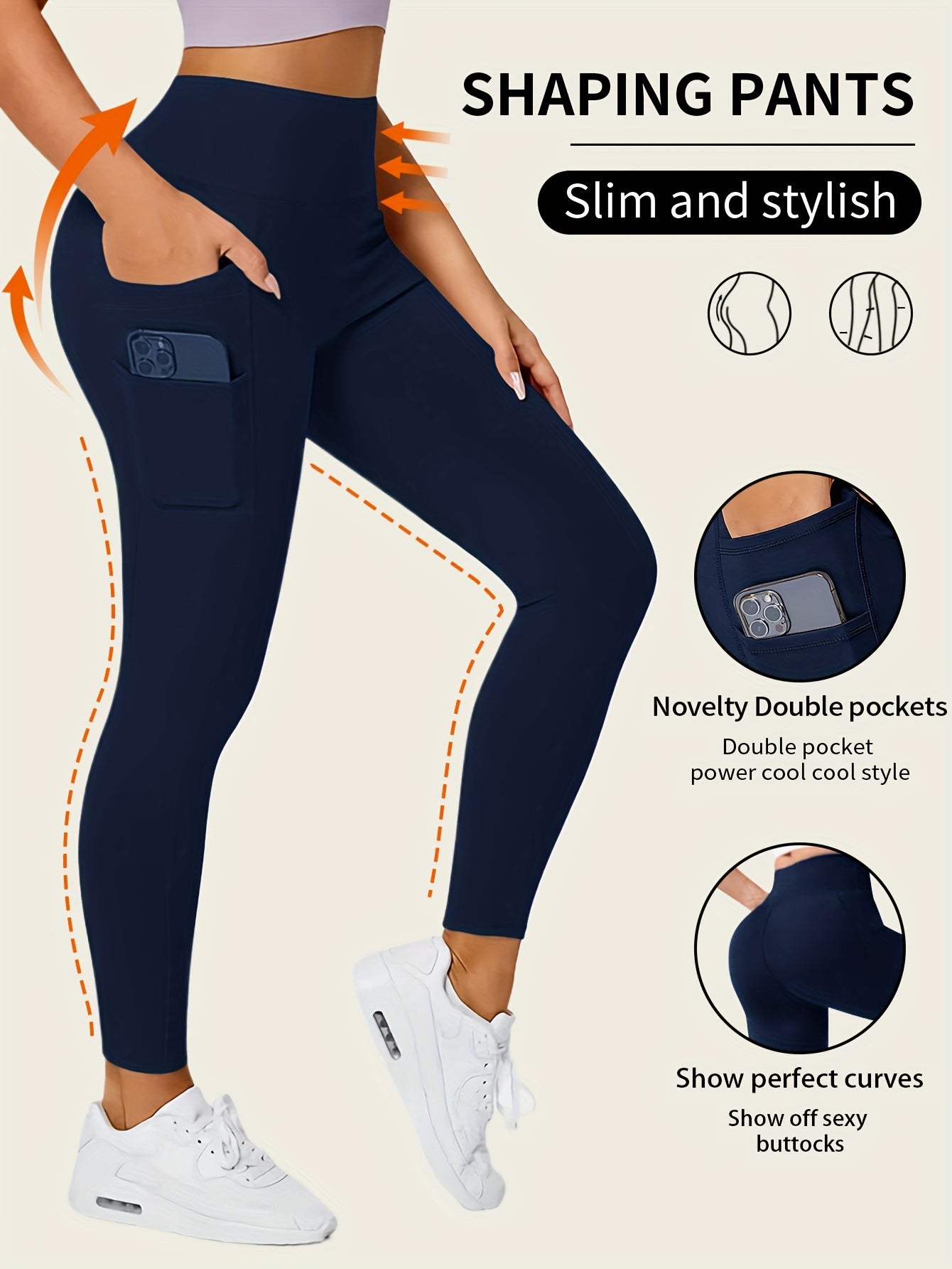 Sophie | Jednolite kolorowe legginsy do jogi z kieszenią i wysokim stretch