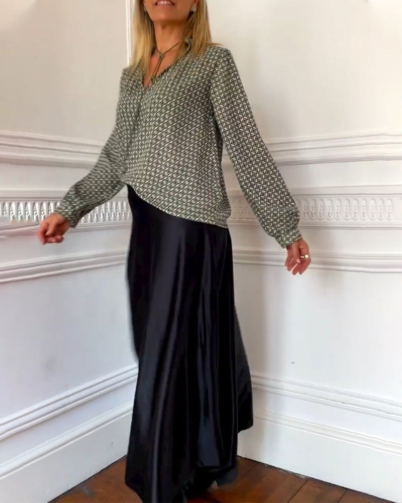 Ella | Casual blouse z dekoltem w serek i geometrycznym wzorem