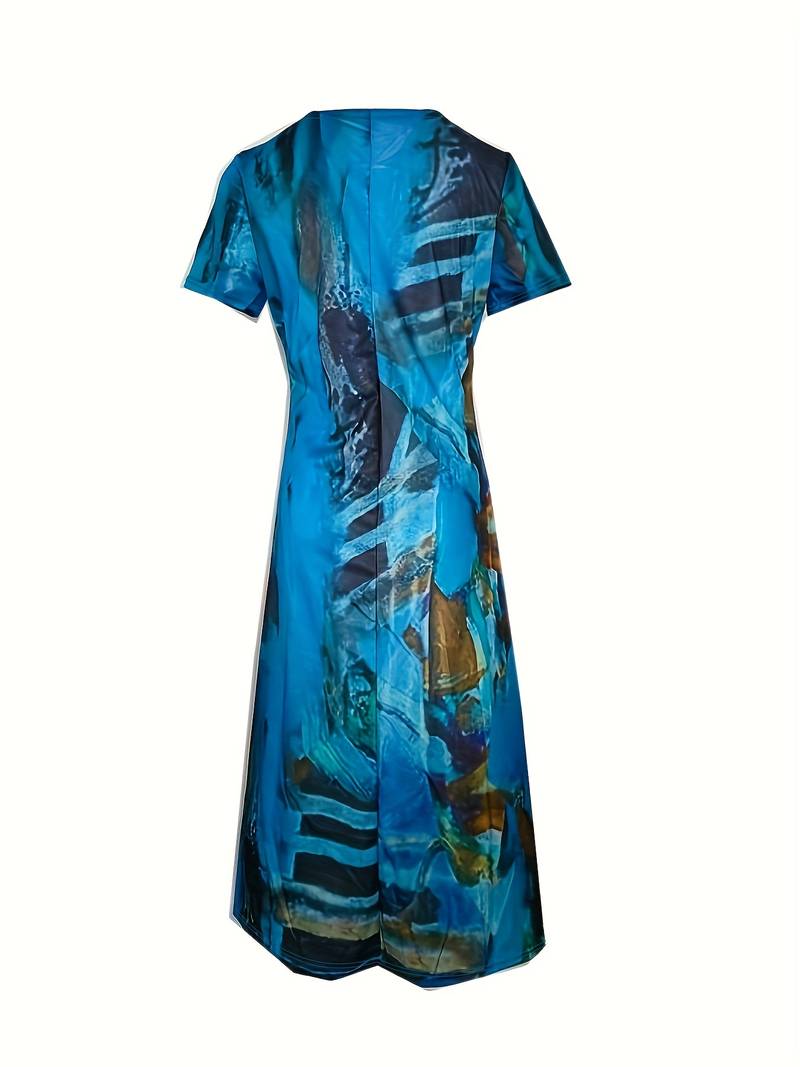 Abiyah - Boho casual sukienka z krótkim rękawem