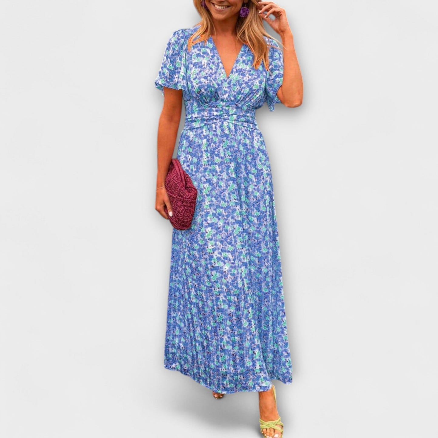 Sandra - Elegancka Sukienka Maxi z V-dekoltem