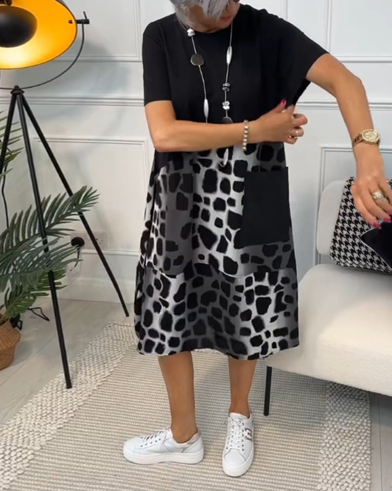 Adriana™ - Midi Sukienka z Krótkim Rękawem dla Kobiet