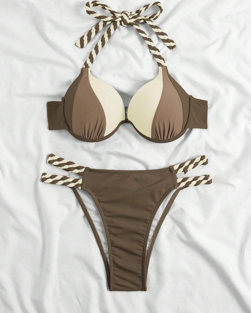 Colorblock-Neckholder-Bikini-Zestaw