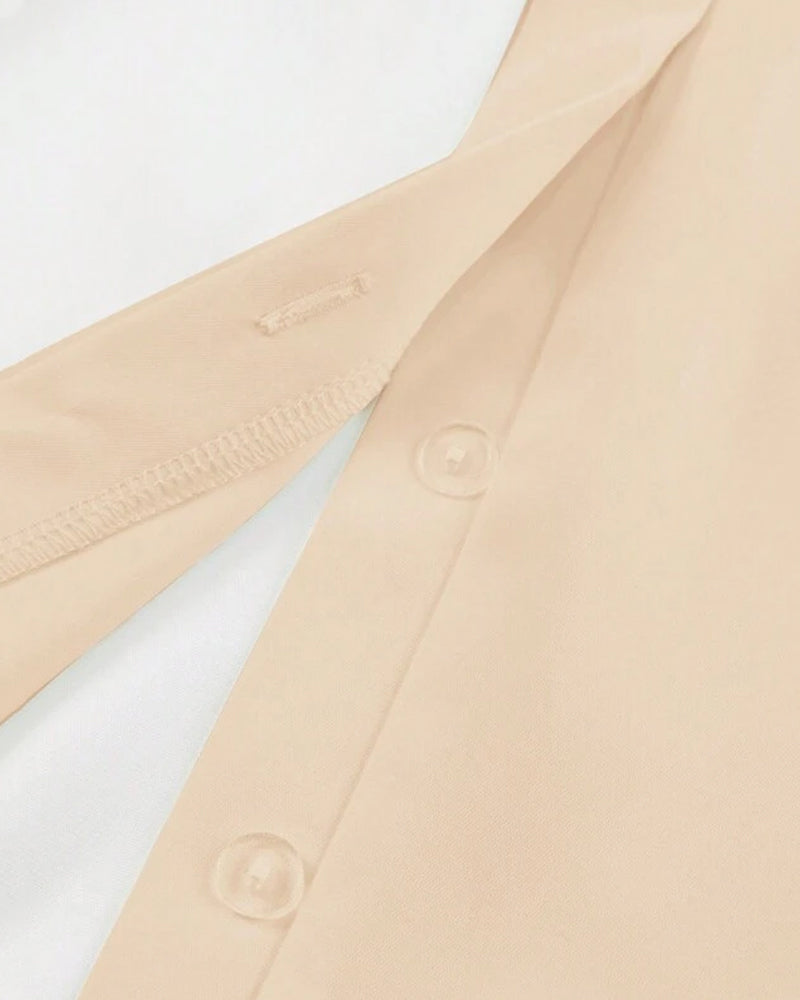 Jednolity kolor elegancka plisowana koszula