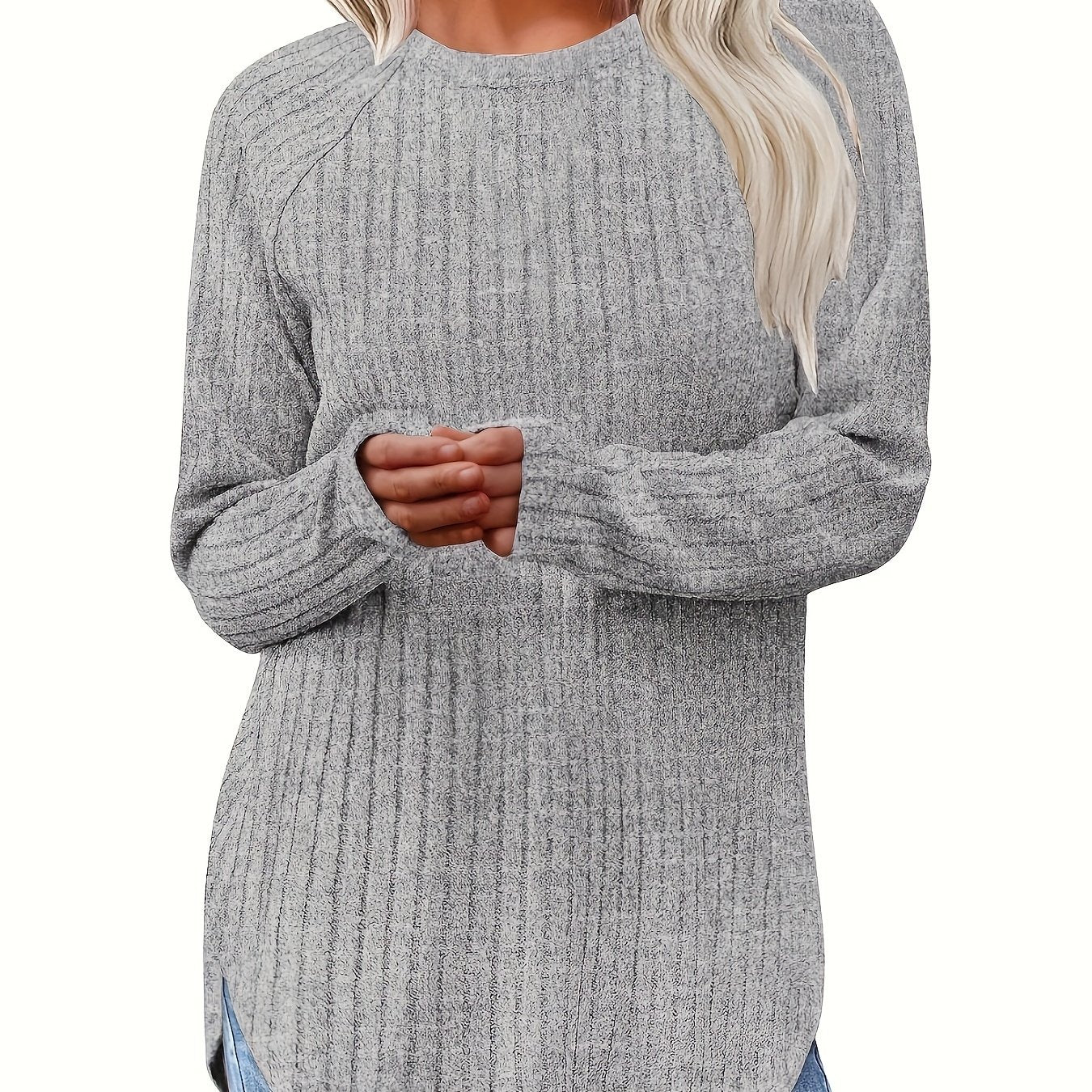 Sophie | Gładki kolor, prążkowany T-shirt z długim rękawem