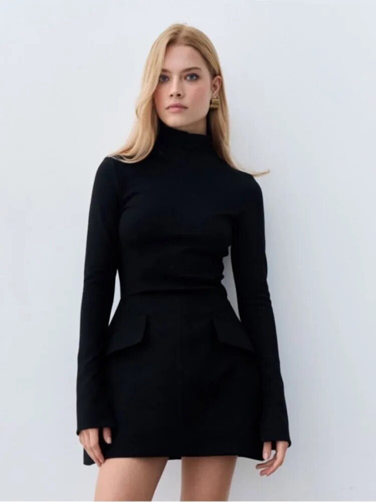 Marit | Elegancka sukienka damska z kołnierzem i długimi rękawami