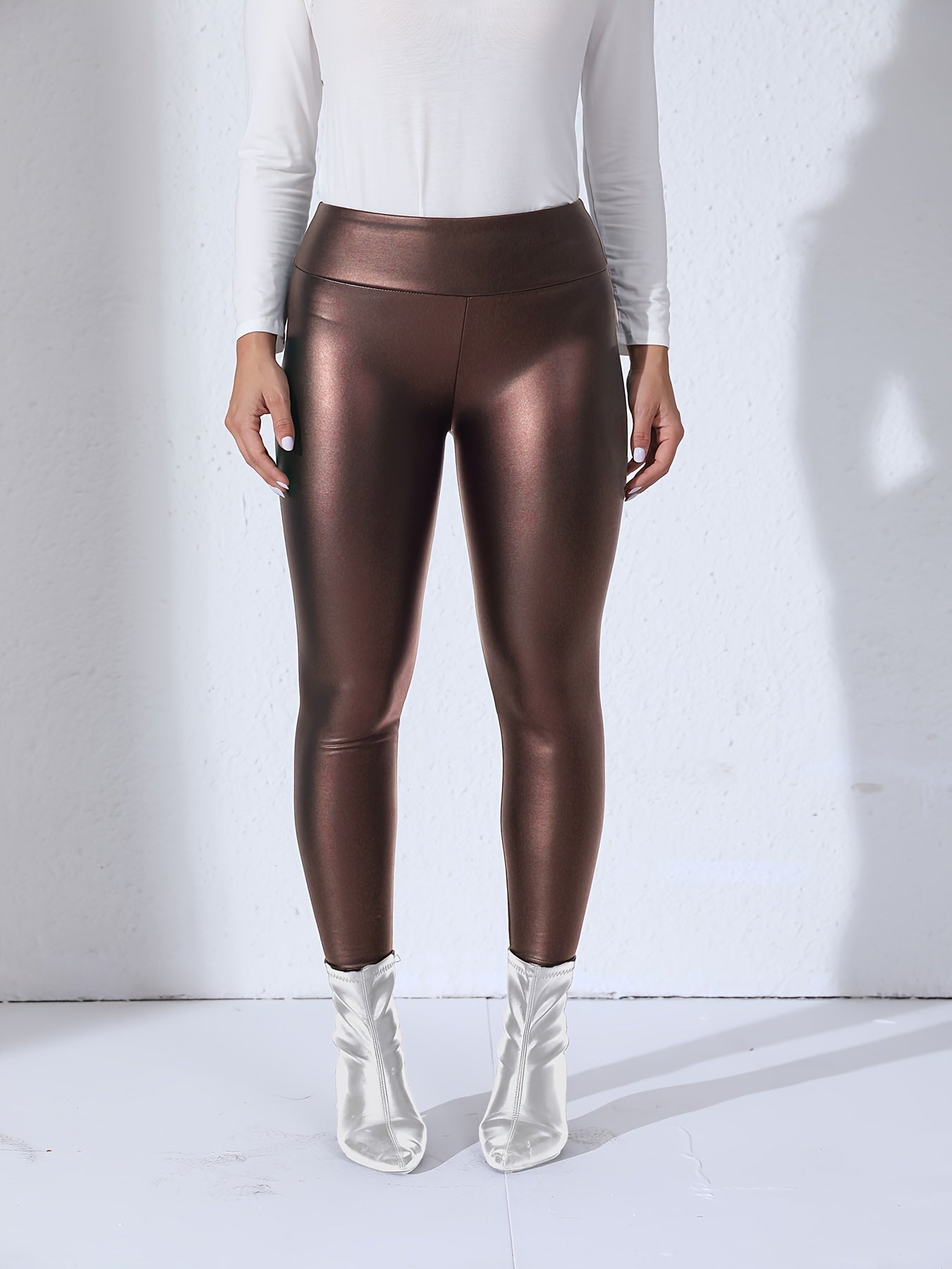 Sophie | Legginsy sportowe z PU skórą do użytku na zewnątrz