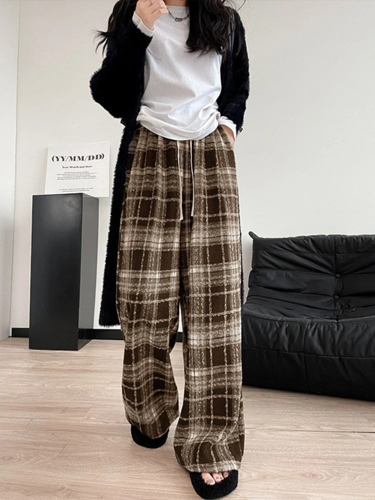 Tara | Vintage spodnie w kratę z wełny