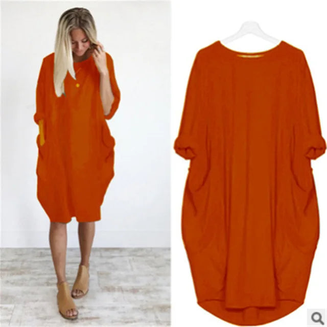 Caraf - Sukienka Maxi Plus Size z Kieszeniami