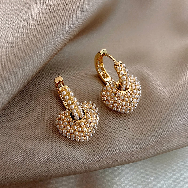 Złote kolczyki Pearl of Love