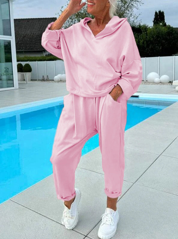 Olivia™ | Komplet bluzy z kapturem w jednolitym kolorze – wygoda i styl