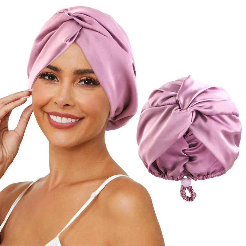 Regulowany jedwabny turban dla kobiet - czapka do spania i chemioterapia