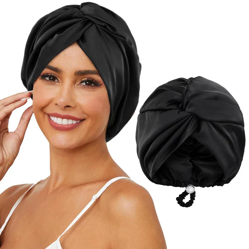 Regulowany jedwabny turban dla kobiet - czapka do spania i chemioterapia