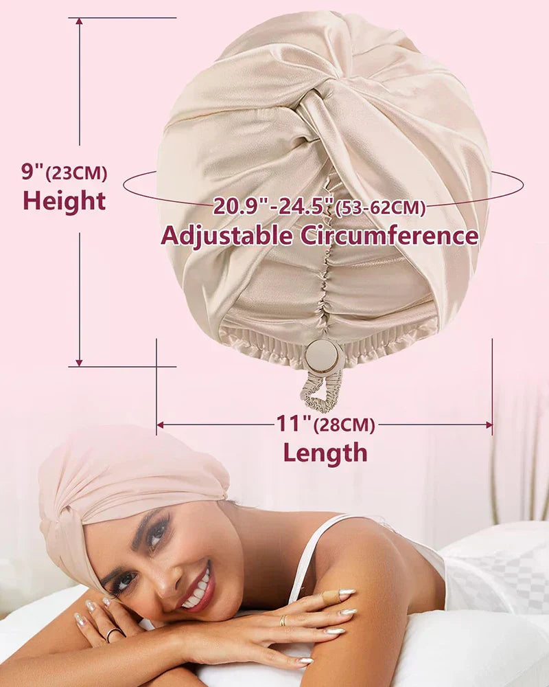 Regulowany jedwabny turban dla kobiet - czapka do spania i chemioterapia