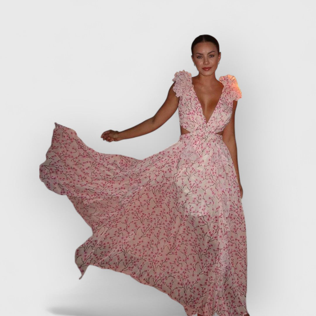 Fatima | Elegancka Sukienka Maxikleid z Falbanami