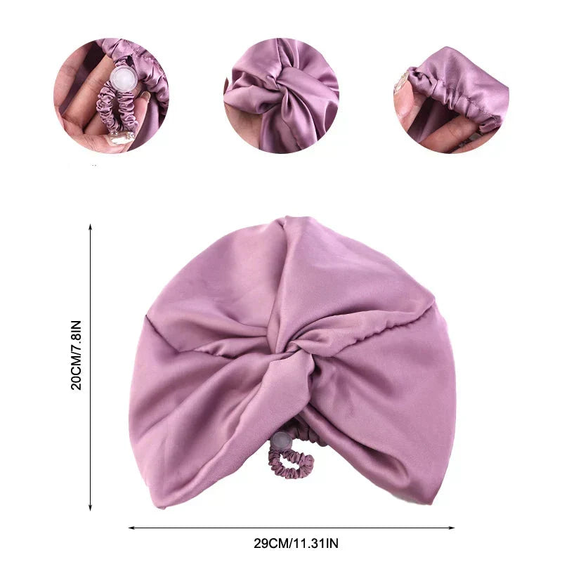 Regulowany jedwabny turban dla kobiet - czapka do spania i chemioterapia