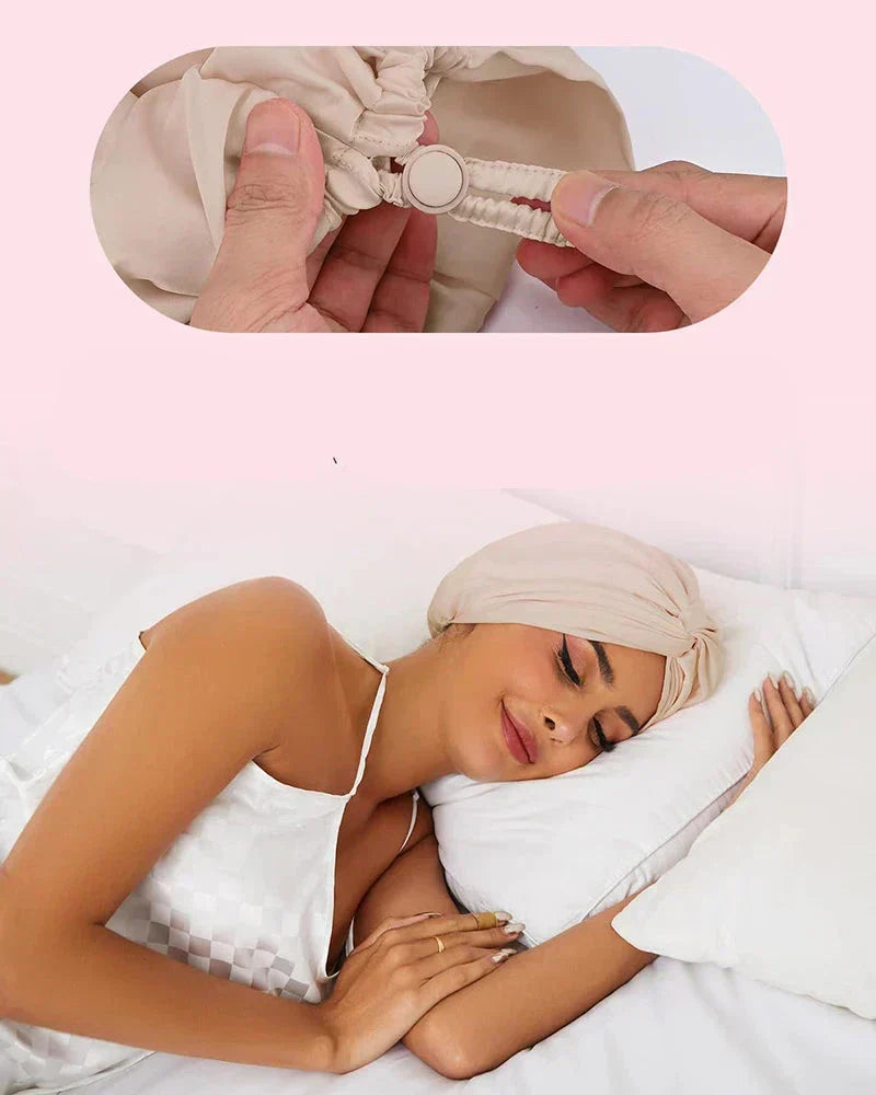 Regulowany jedwabny turban dla kobiet - czapka do spania i chemioterapia