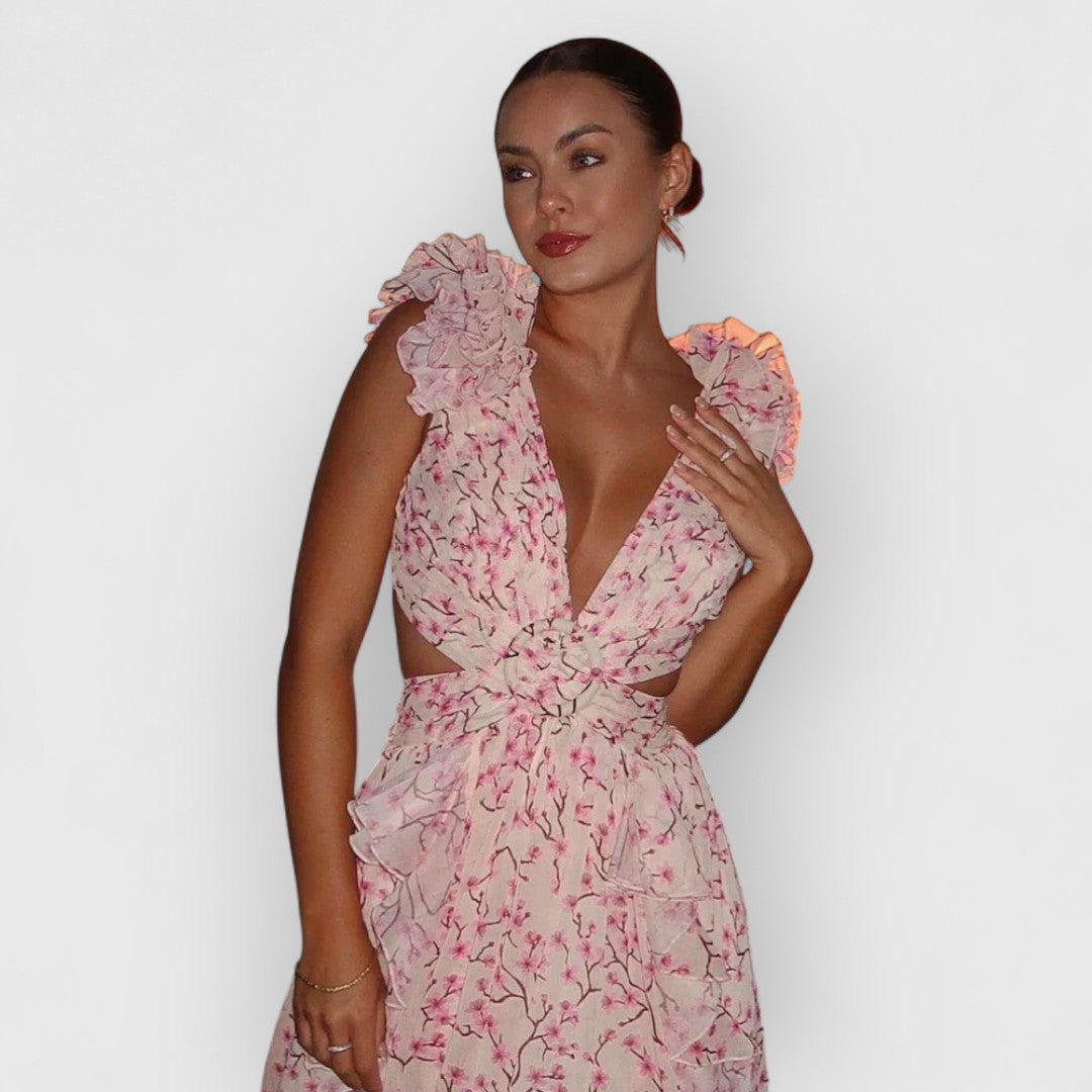 Fatima | Elegancka Sukienka Maxikleid z Falbanami