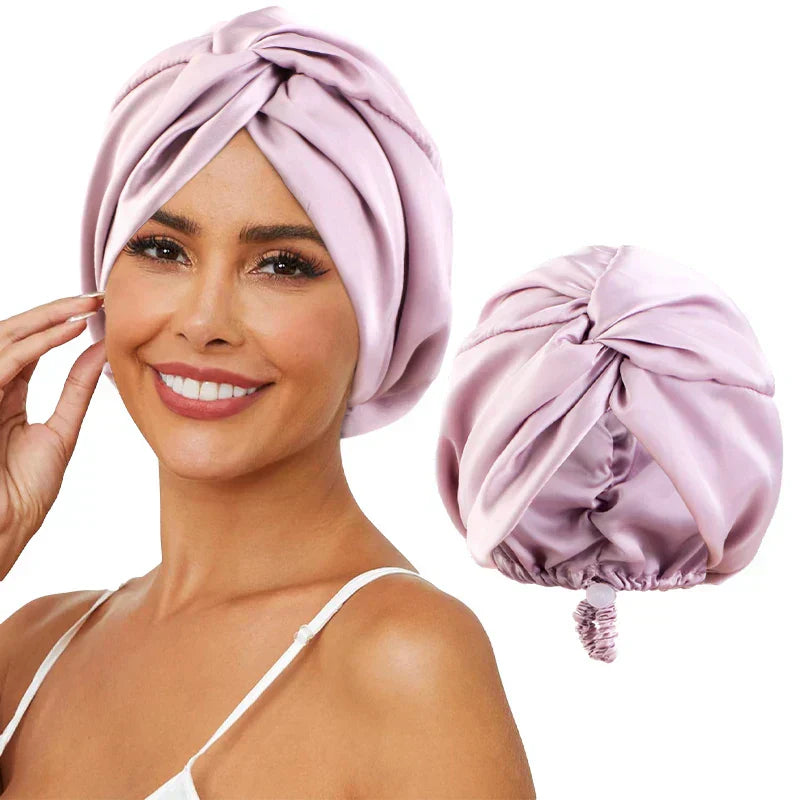 Regulowany jedwabny turban dla kobiet - czapka do spania i chemioterapia