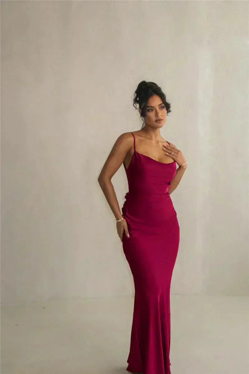 Cassiane - Satynowa Sukienka Kwiatowa