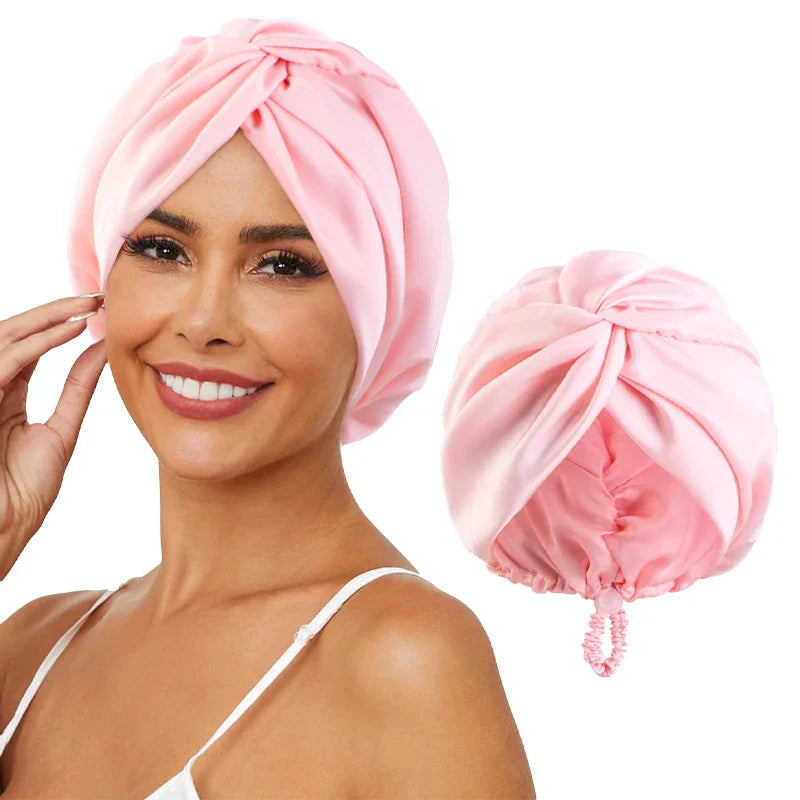 Regulowany jedwabny turban dla kobiet - czapka do spania i chemioterapia