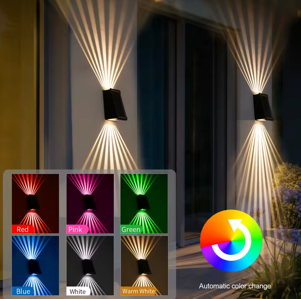 RGB Lampa Solarno-Wallowa na Taras i Fasady z Oświetleniem 4-Stronnym i Wyborem Kolorów