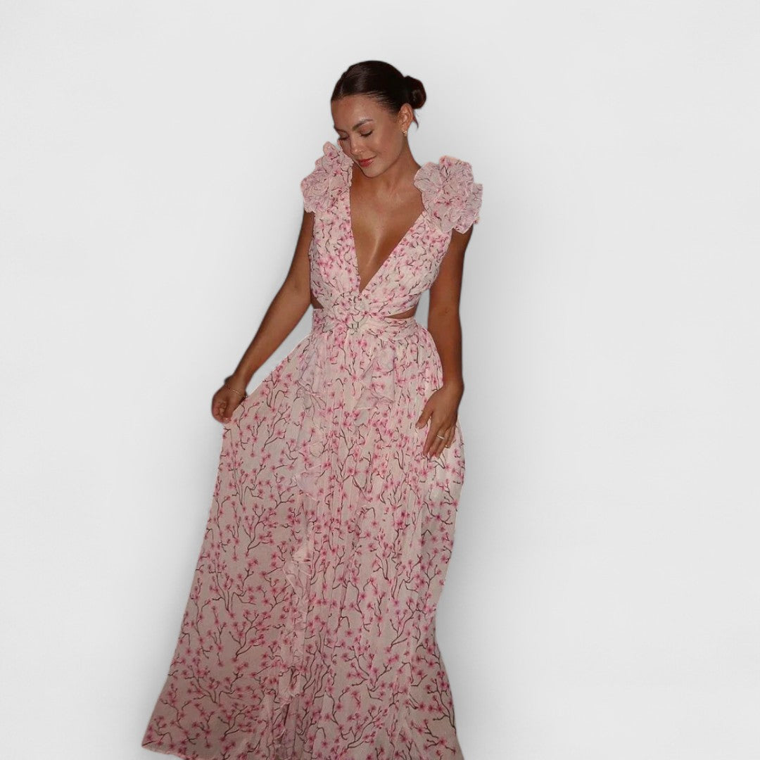 Fatima | Elegancka Sukienka Maxikleid z Falbanami