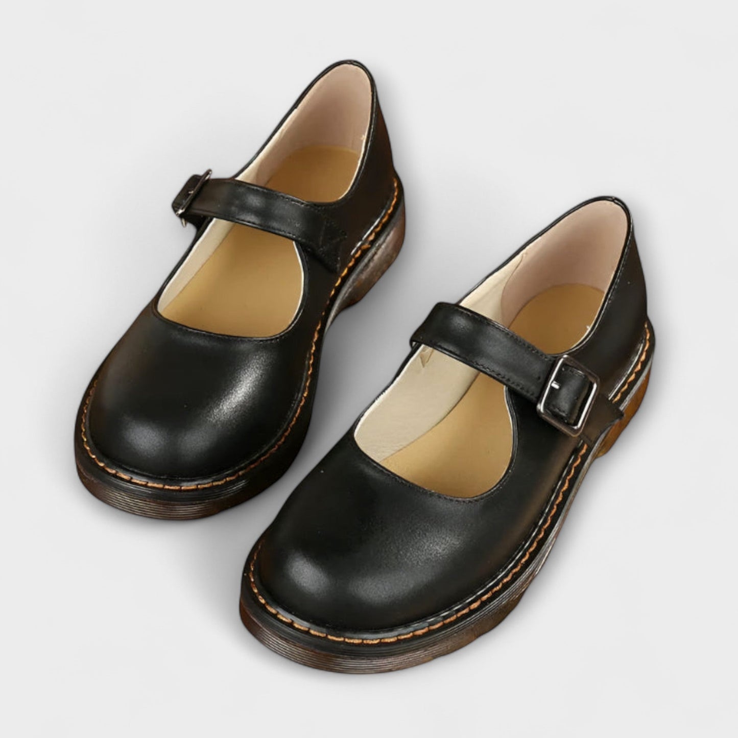 Damskie buty Mary Jane w stylu vintage – klasyczne skórzane buty z paskiem i komfortową podeszwą