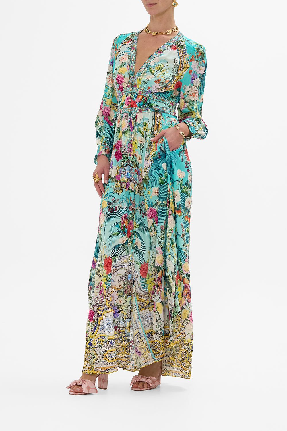 Sukienka maxi na guziki z paskiem – Queluz