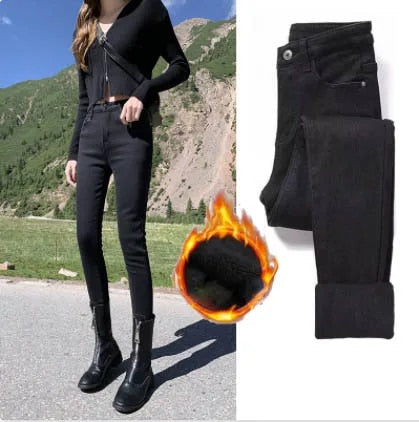 Fieke - Ciepłe spodnie dżinsowe dla kobiet