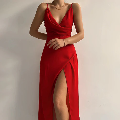 Aurora – Elegancka Maxi Sukienka z Ramiączkami
