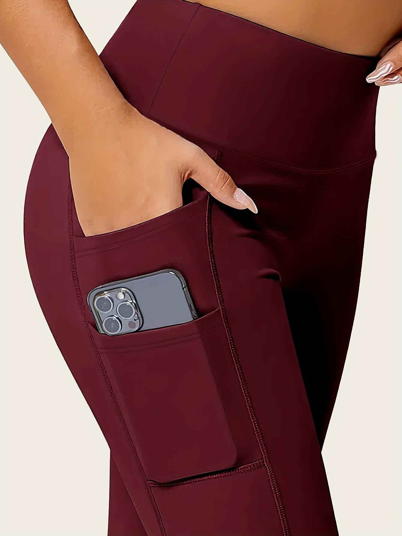 Sophie | Jednokolorowe legginsy do jogi z kieszenią i wysokim streczem