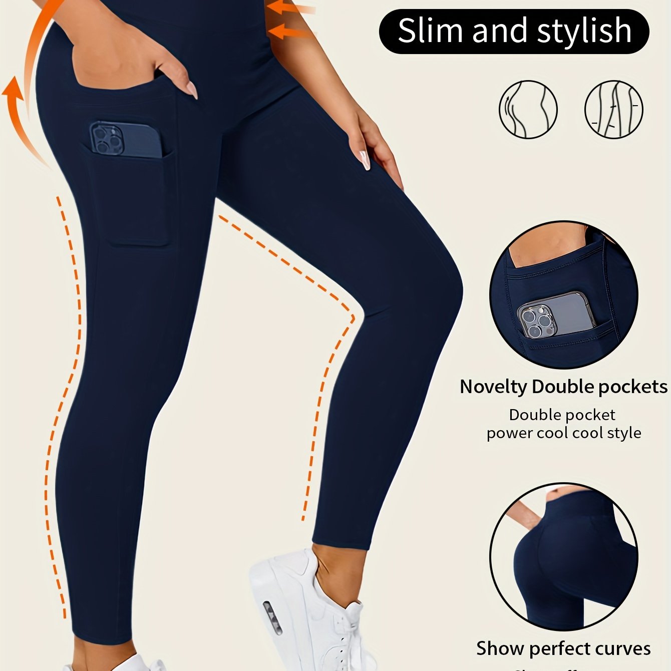 Sophie | Jednolite kolorowe legginsy do jogi z kieszenią i wysokim stretch