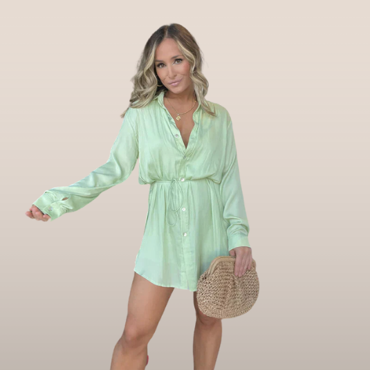 Lekka Sukienka Koszulowa z Wiązaniem – Casual Chic