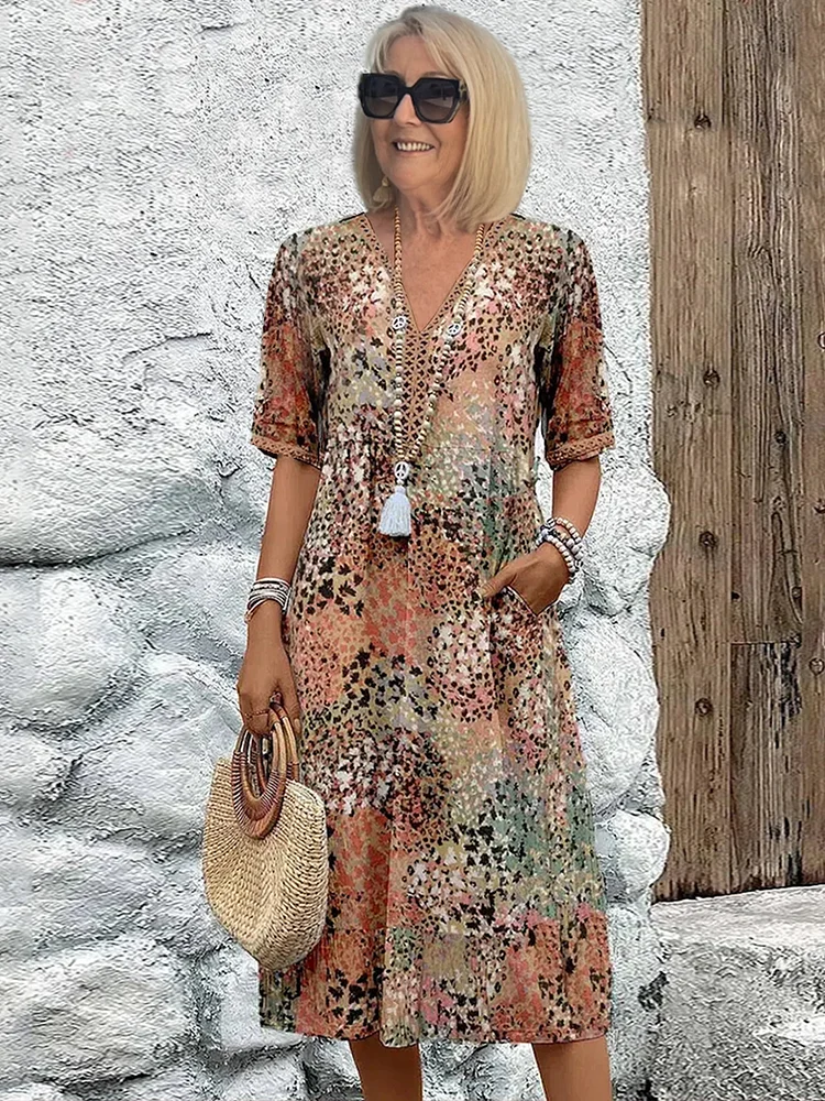 Amelia | Elegancka Sukienka Midi w Kwiaty dla Kobiet