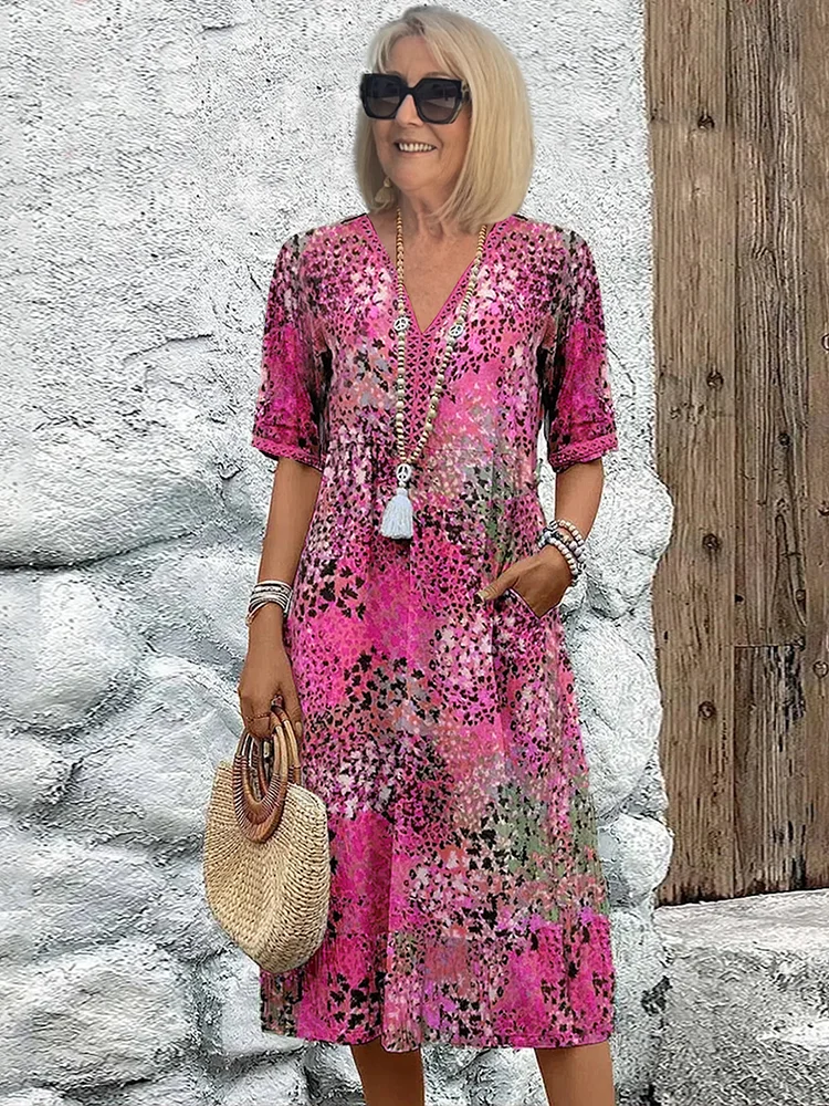 Amelia | Elegancka Sukienka Midi w Kwiaty dla Kobiet