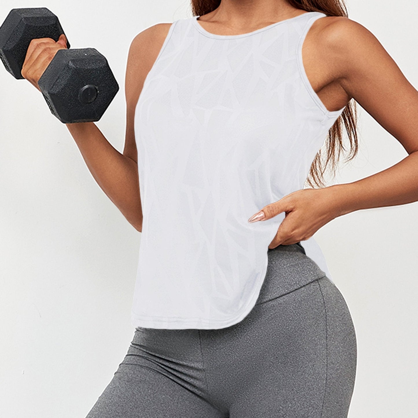 Lara | Top do jogi z geometrycznym wycięciem i luźnym krojem