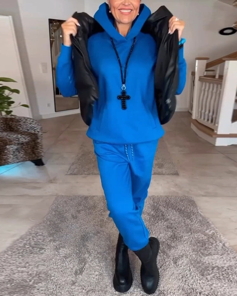 Casual dwuczęściowy zestaw z kapturem