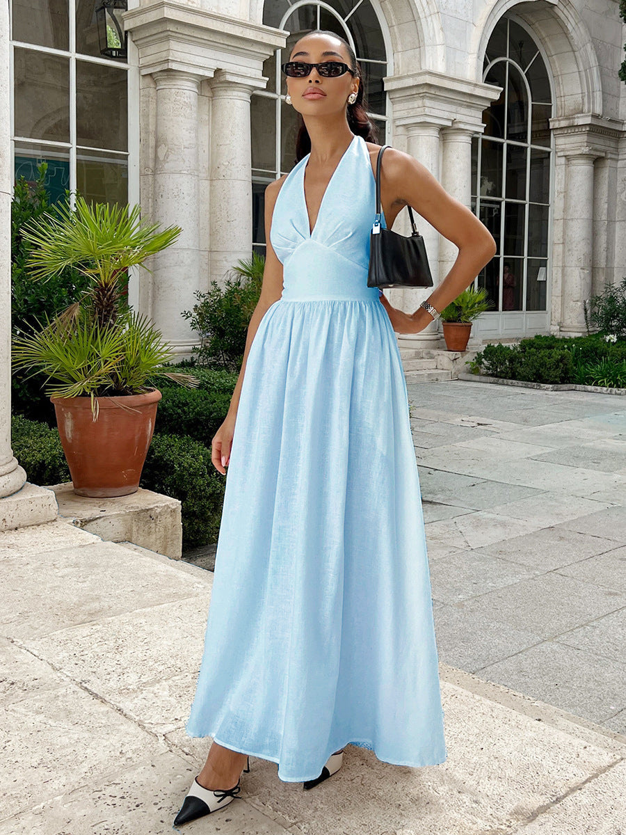 Sukienka damska maxi – V-hals lekka i elegancka