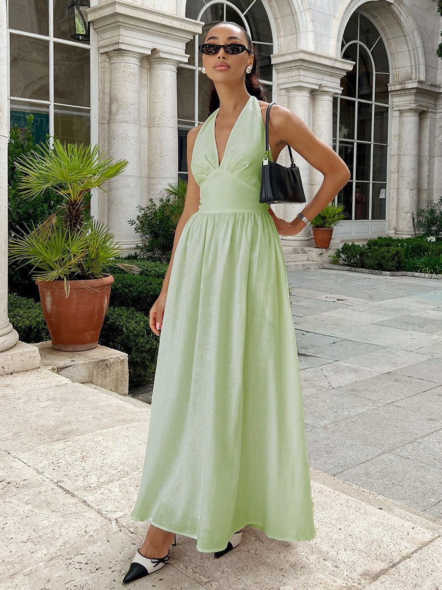 Sukienka damska maxi – V-hals lekka i elegancka
