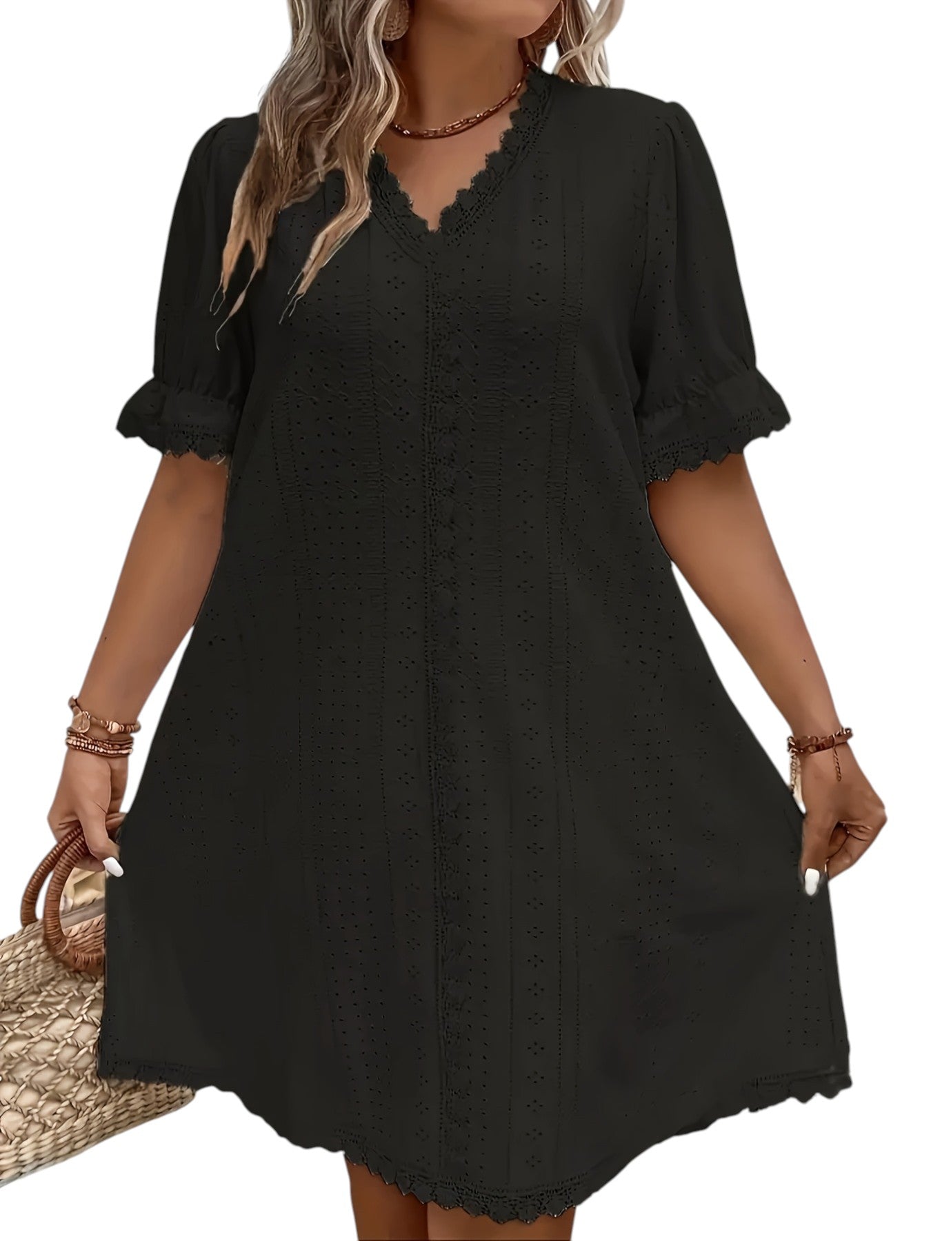 Sukienka damska plus size – z dekoltem V i eleganckim krojem