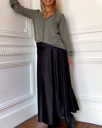 Ella | Casual blouse z dekoltem w serek i geometrycznym wzorem