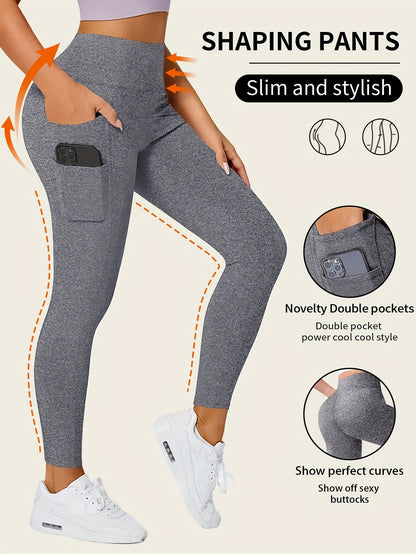 Sophie | Jednolite kolorowe legginsy do jogi z kieszenią i wysokim stretch