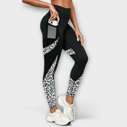 Legginsy z wysokim stanem w panterkę