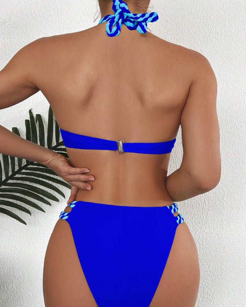 Colorblock-Neckholder-Bikini-Zestaw