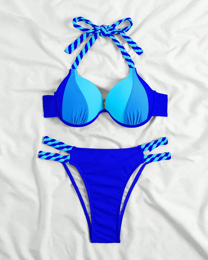 Colorblock-Neckholder-Bikini-Zestaw